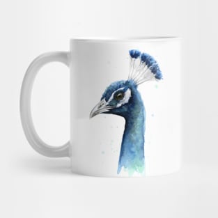 Blue Profile Peacock Watercolor Mug